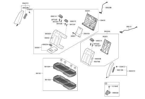 2006 Hyundai Accent ARMREST Assembly-RR Seat Back Diagram for 89900-L1500-VSG