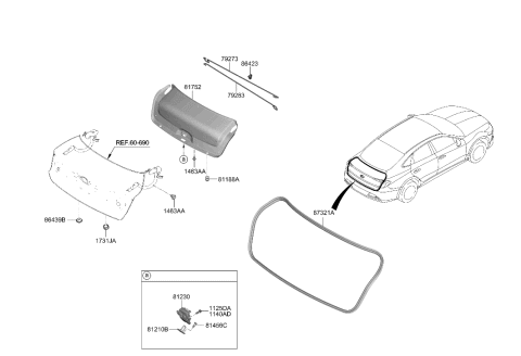 2023 Hyundai Sonata Trunk Lid Trim Diagram