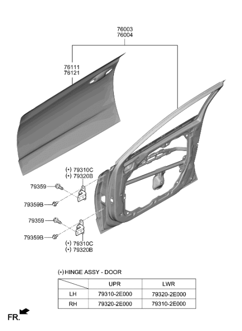 2023 Hyundai Sonata Panel Assembly-Front Door,RH Diagram for 76004-L1010