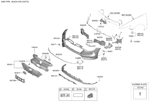 2006 Hyundai Accent COVER-FR BUMPER UPR Diagram for 86510-L1200