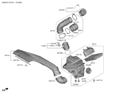 2023 Hyundai Sonata Duct Assembly-Air Diagram for 28210-L1200