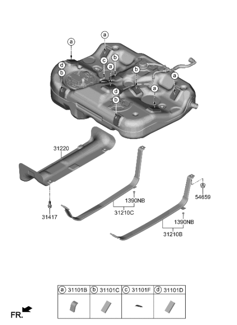 2006 Hyundai Accent Band Assembly-Fuel Tank RH Diagram for 31211-L1000