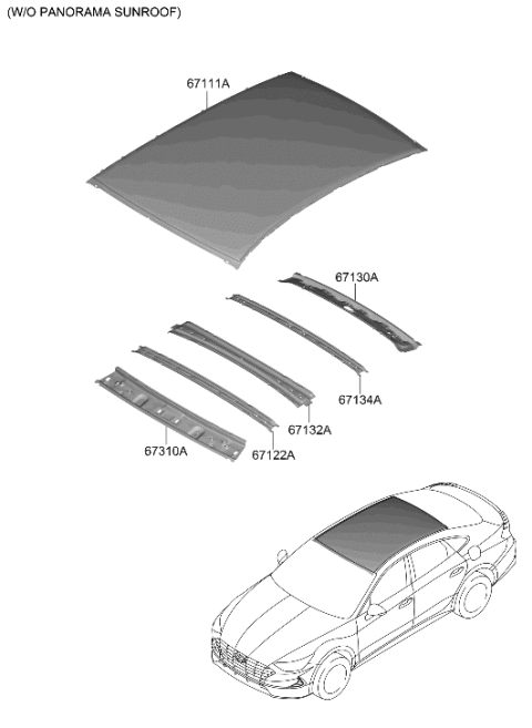 2023 Hyundai Sonata Rail-Roof Ctr NO.3 Diagram for 67162-L1000