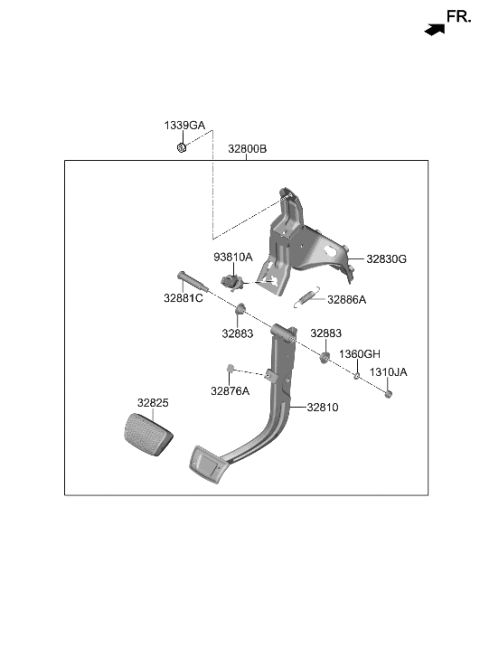 2006 Hyundai Accent Pedal Assembly-Brake Diagram for 32800-L1100