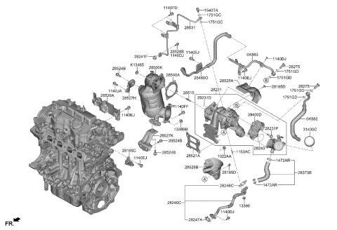 2006 Hyundai Accent TURBOCHARGER Diagram for 28231-2M800