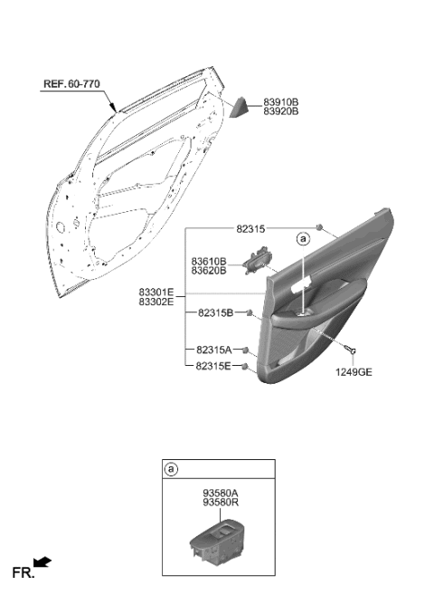 2023 Hyundai Sonata Handle Assembly-Rear Door Inside,L Diagram for 83610-L1020-YTH