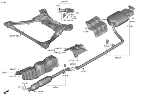 2023 Hyundai Sonata Rear Muffler Assembly Diagram for 28710-L0100