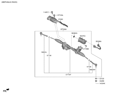 2006 Hyundai Accent Gear & Linkage Assembly-MDPS Diagram for 57700-L0000