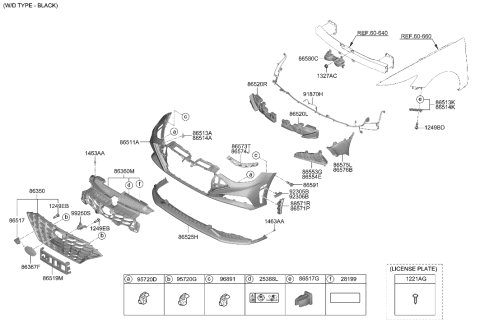 2023 Hyundai Sonata MOULDING-FRT BPR LICENSE PLATE Diagram for 86529-L1420
