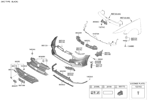 2006 Hyundai Accent EMBLEM-N LINE Diagram for 86315-L1300