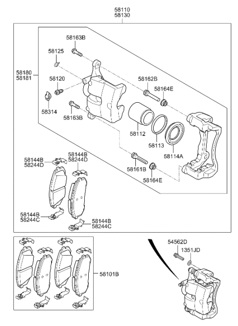 2023 Hyundai Sonata Front Wheel Brake Diagram