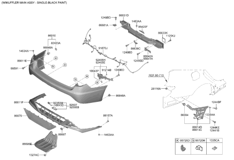 2006 Hyundai Accent Rear Fog & R/Refl Lamp Assembly,Right Diagram for 92406-L1300