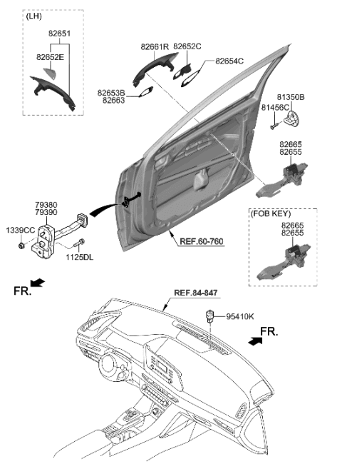 2006 Hyundai Accent Door Outside Handle Assembly Diagram for 82651-L1020