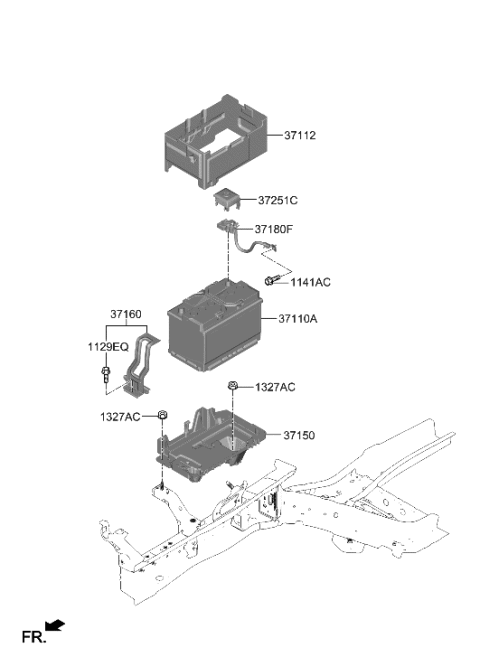 2006 Hyundai Accent Battery Assembly Diagram for 37110-F0720