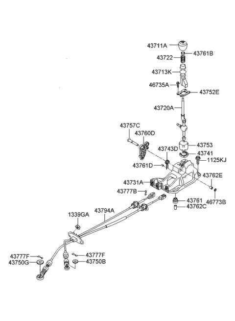 2009 Hyundai Elantra Knob-GEARSHIFT Lever Diagram for 43711-2H200-S4