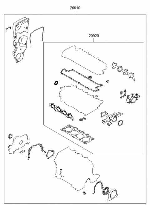 2007 Hyundai Elantra Gasket Kit-Engine Overhaul Diagram for 20910-23G00