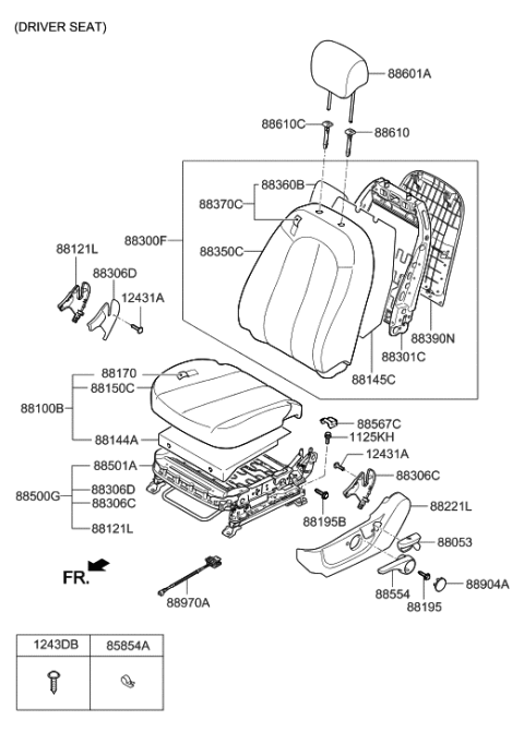 2009 Hyundai Elantra Back Assembly-Front Seat Driver Diagram for 88300-2H531-TAX