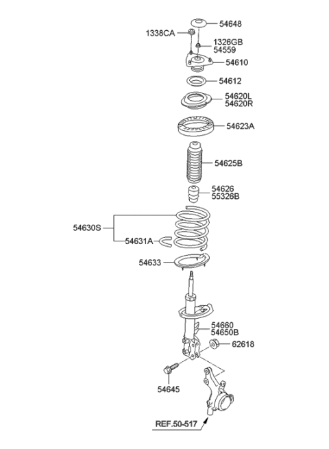 2006 Hyundai Elantra Front Bumper Spring Febest Diagram for 54626-29100