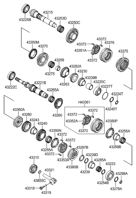2007 Hyundai Elantra Tripple Cone Assembly(1&2) Diagram for 43350-23202