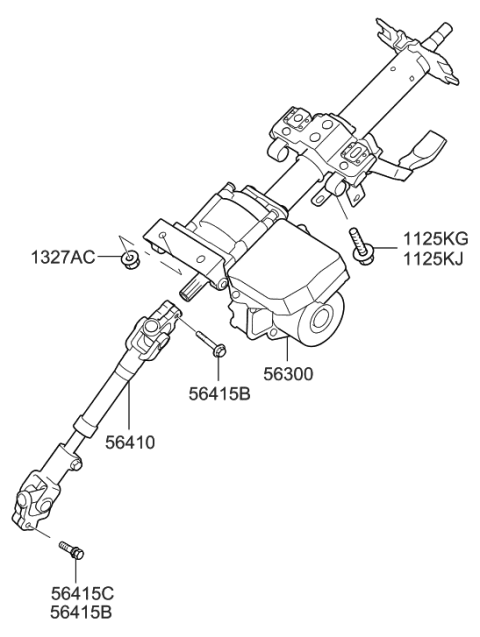 2007 Hyundai Elantra Column & Shaft Assembly-Steering Diagram for 56310-2H200