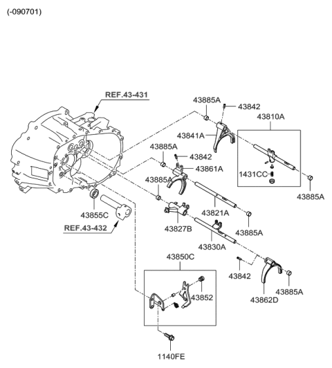 2006 Hyundai Elantra Gear Shift Control-Manual Diagram 1