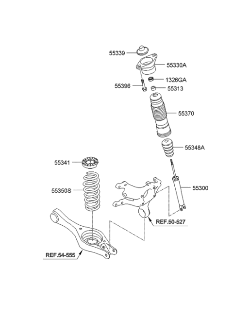 2009 Hyundai Elantra Rear Urethane Bumper Diagram for 55348-2H000