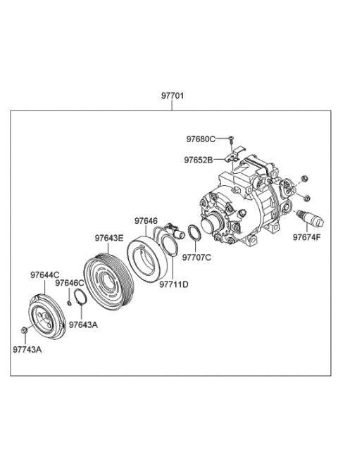 2009 Hyundai Elantra PULLEY Assembly-Air Conditioning Compressor Diagram for 97643-2H141