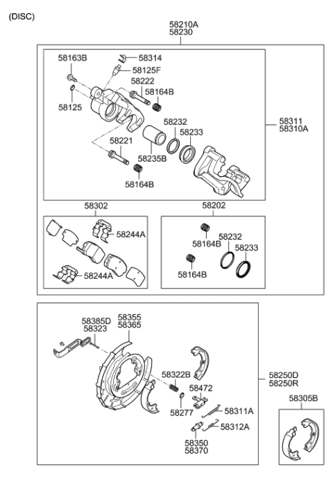 2012 Hyundai Elantra Caliper Kit-Rear Brake,LH Diagram for 58310-2HA51