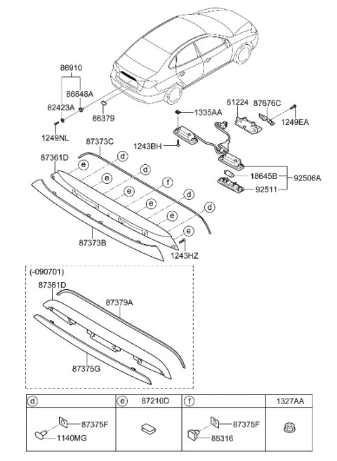 2009 Hyundai Elantra Sealing Pad - Garnish Diagram for 87373-2H000