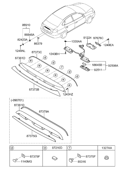 2009 Hyundai Elantra Garnish-Trunk Lid Diagram for 87371-2Q000