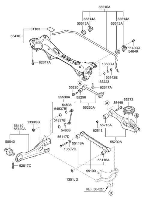 2009 Hyundai Elantra Bush-Trailing Arm Diagram for 55543-2H000