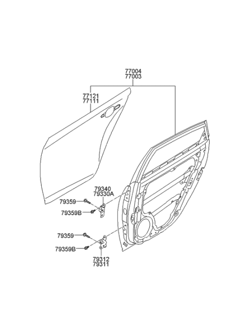 2008 Hyundai Elantra Panel-Rear Door Diagram