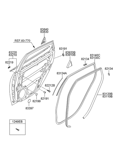 2006 Hyundai Elantra Weatherstrip-Rear Door Body Side LH Diagram for 83110-2H000-9Y