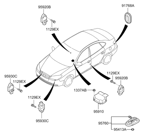 2006 Hyundai Elantra Module Assembly-Air Bag Control Diagram for 95910-2H500