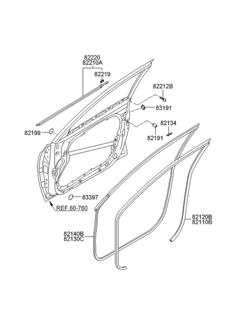 2008 Hyundai Elantra Weatherstrip-Front Door Body Side RH Diagram for 82120-2H000-9K