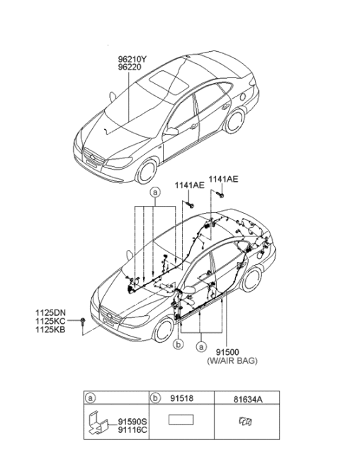 2008 Hyundai Elantra Wiring Assembly-Floor Diagram for 91505-2H220