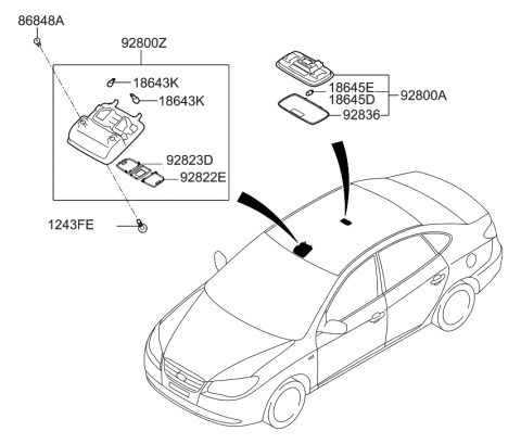 2006 Hyundai Elantra New Body Style (Produced After OCT.31.2006) Room Lamp Diagram