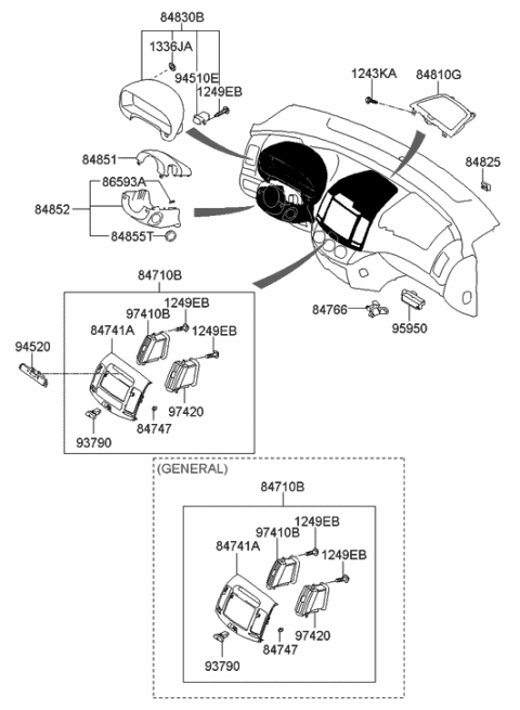 2010 Hyundai Elantra Tray Assembly-Crash Pad Center,Upper Diagram for 84770-2H000-9K