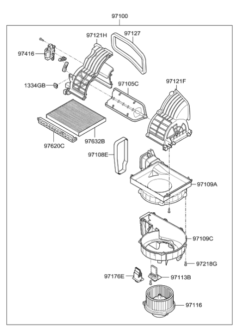 2009 Hyundai Elantra Heater System-Heater & Blower Diagram 2
