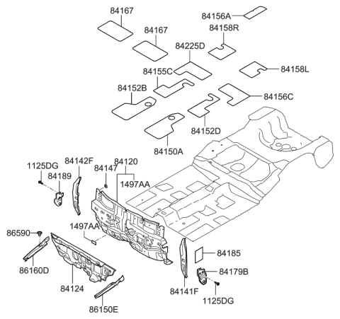 2010 Hyundai Elantra Pad-ANTIVIBRATION RR Diagram for 84161-2H000