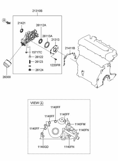 2006 Hyundai Elantra New Body Style (Produced After OCT.31.2006) Front Case & Oil Filter Diagram