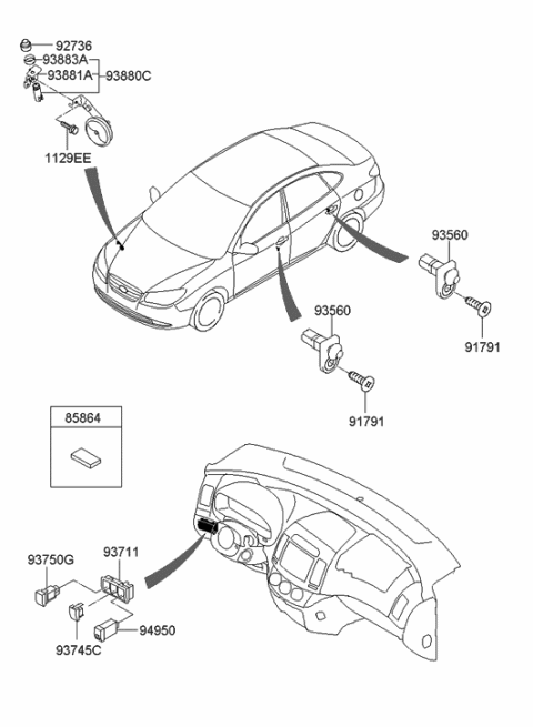 2006 Hyundai Elantra New Body Style (Produced After OCT.31.2006) Switch Diagram