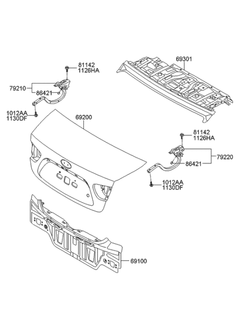 2007 Hyundai Elantra Trunk Lid & Back Panel Diagram