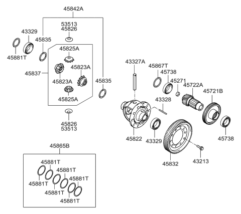 2008 Hyundai Elantra Spacer Set-Front Differential.Bearing Diagram for 45865-23000