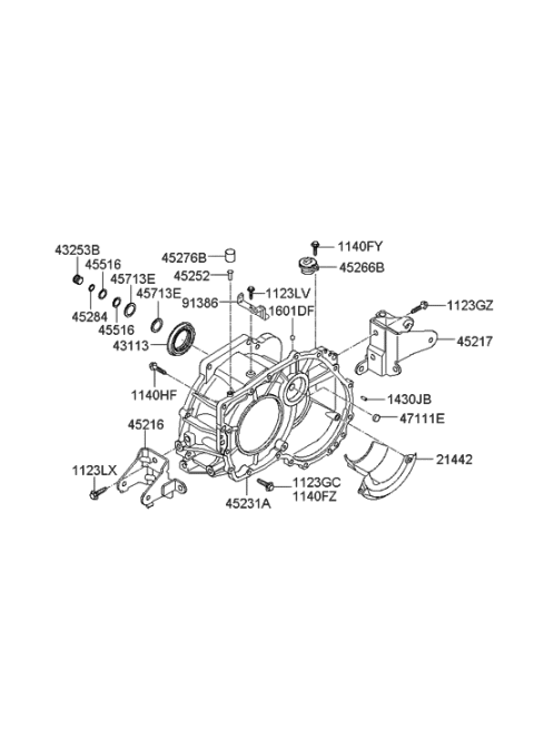 2007 Hyundai Elantra Auto Transmission Case Diagram 1