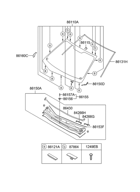 2009 Hyundai Elantra Windshield Glass Assembly Diagram for 86110-2H300