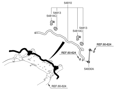 2009 Hyundai Elantra Bush-Stabilizer Bar Diagram for 54813-2H000