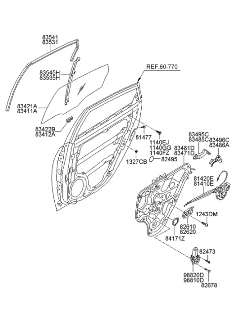 2010 Hyundai Elantra Run&Channel-Rear Door Delta Lower,RH Diagram for 83545-2H000