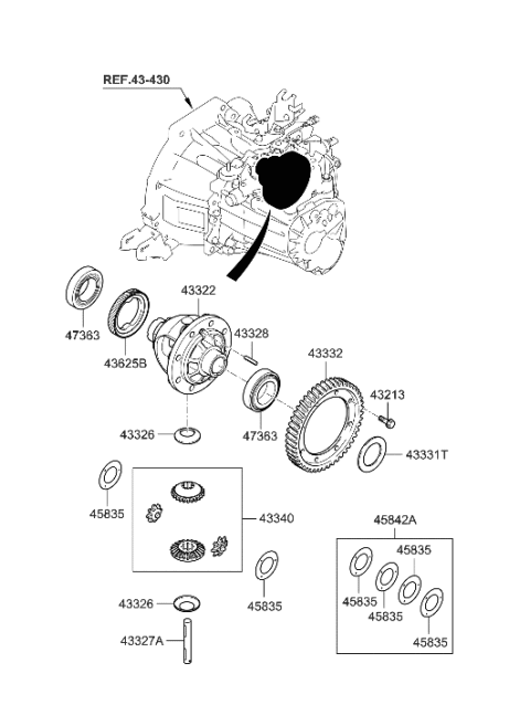 2006 Hyundai Elantra Gear-Differential Drive Diagram for 43332-32250