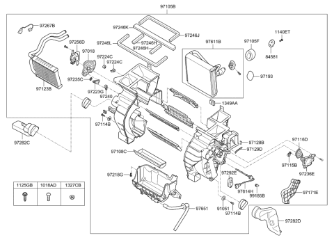 2010 Hyundai Elantra Heater & Evaporator Assembly Diagram for 97205-2H210